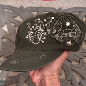 Women’s cadet distressed jewelled cadet hat